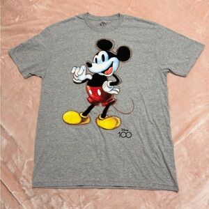 Disney Gray Men's Mickey Mouse Graphic Tee with Red Shorts and Yellow Shoes